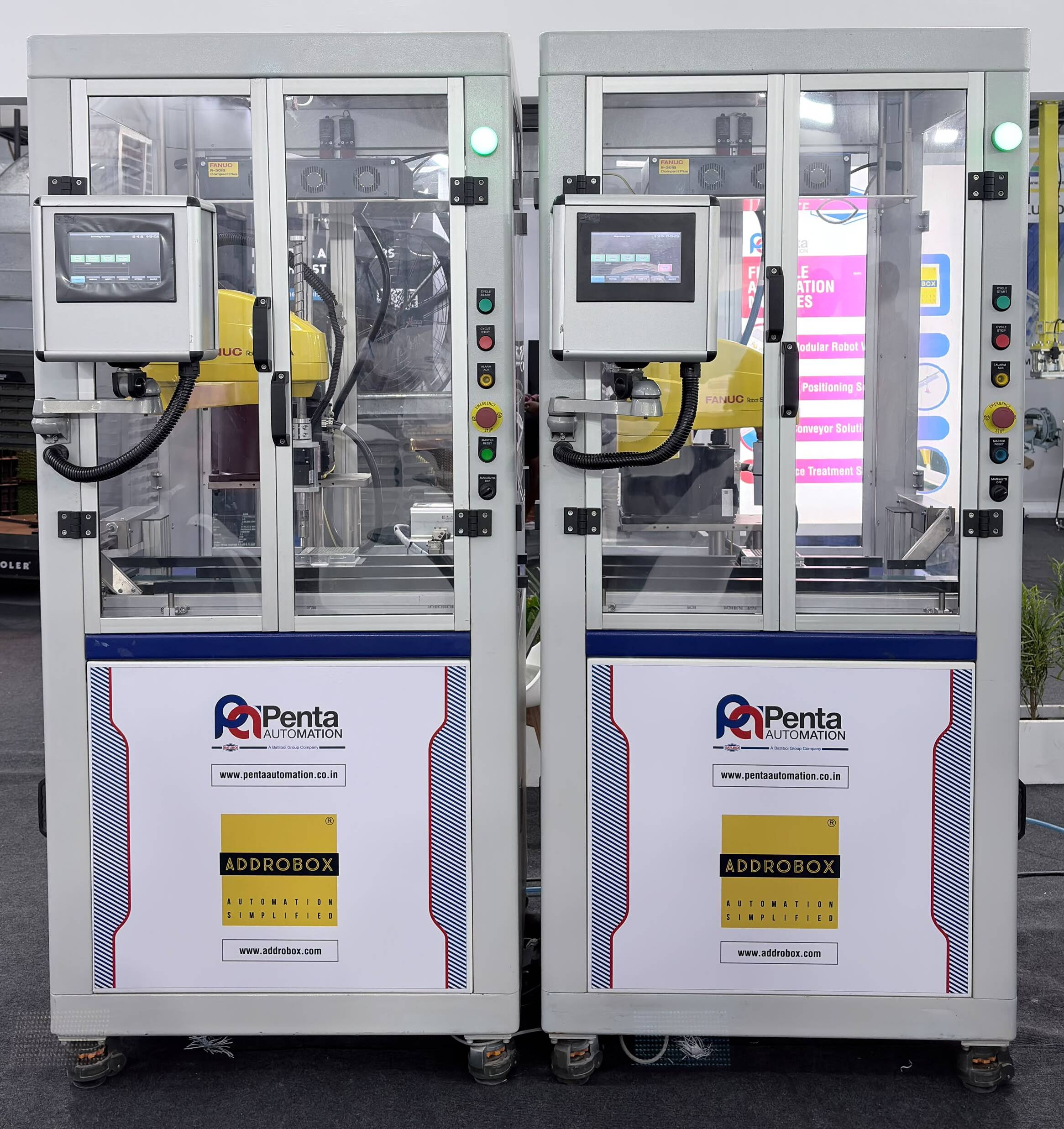 ADDROBOX modular robot work cell on the factory floor